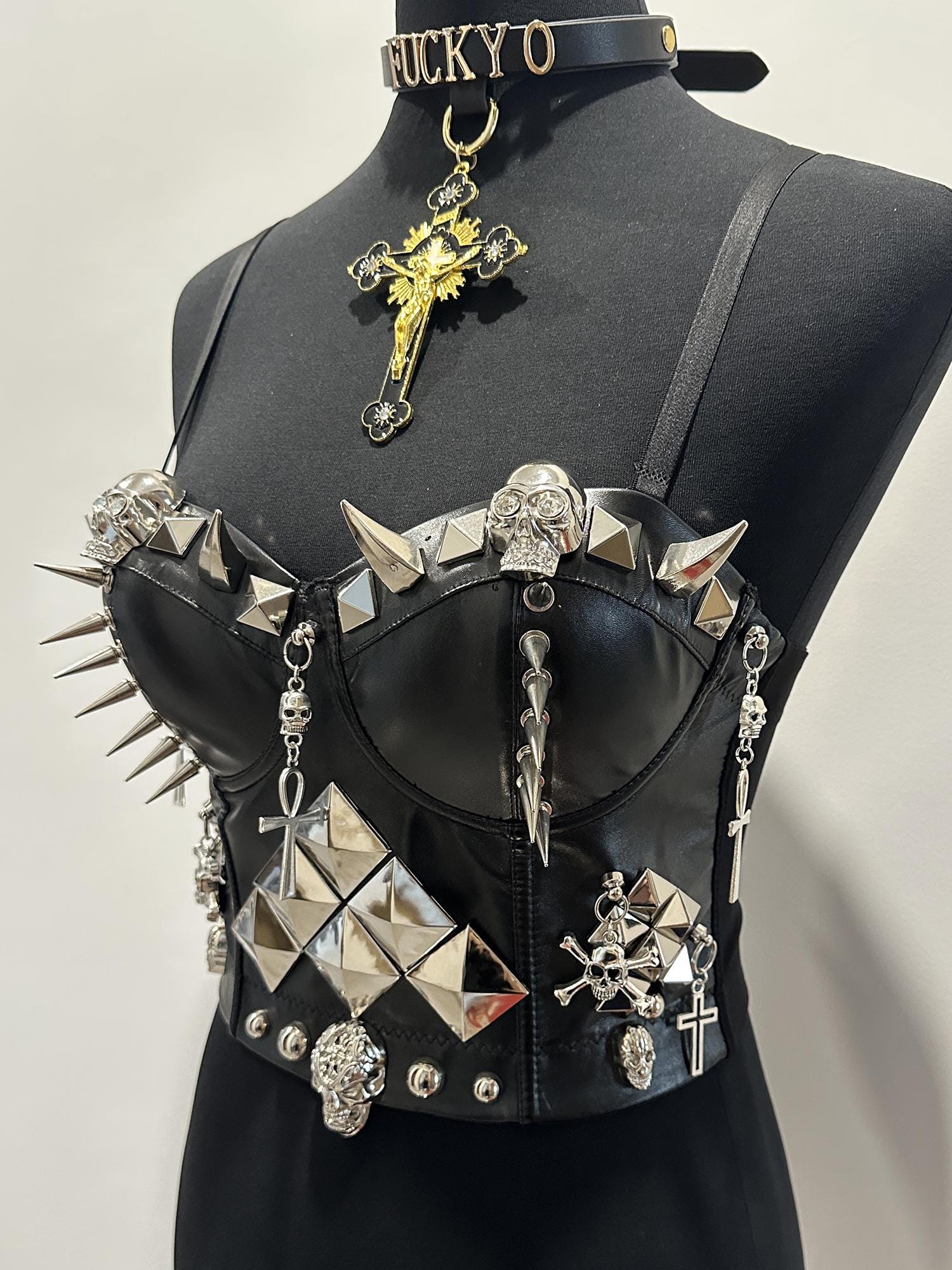 トップス [BOHEMIAN SEOUL] GRUNGE BIKER BUSTIER W) 보헤미안 서울 그런지 바이커 뷔스티에 블랙 | Bohemian