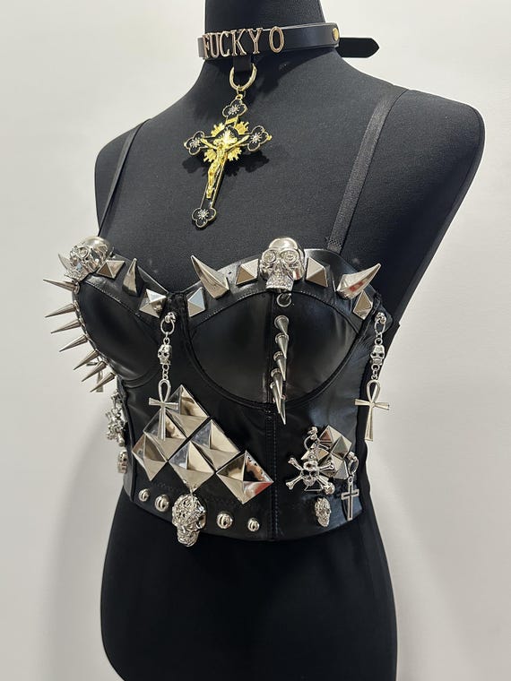 トップス [BOHEMIAN SEOUL] GRUNGE BIKER BUSTIER W) 보헤미안 서울 그런지 바이커 뷔스티에 블랙 | Bohemian