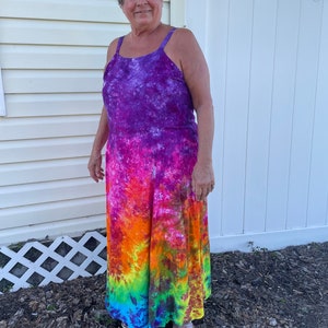 Bright Falling Rainbow Long Flow Rayon Dress