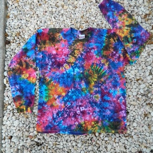 Deep Electric Rainbow Heavy Weight 100% Made in the USA Tiedyed Long Sleeve Unisex Shirt