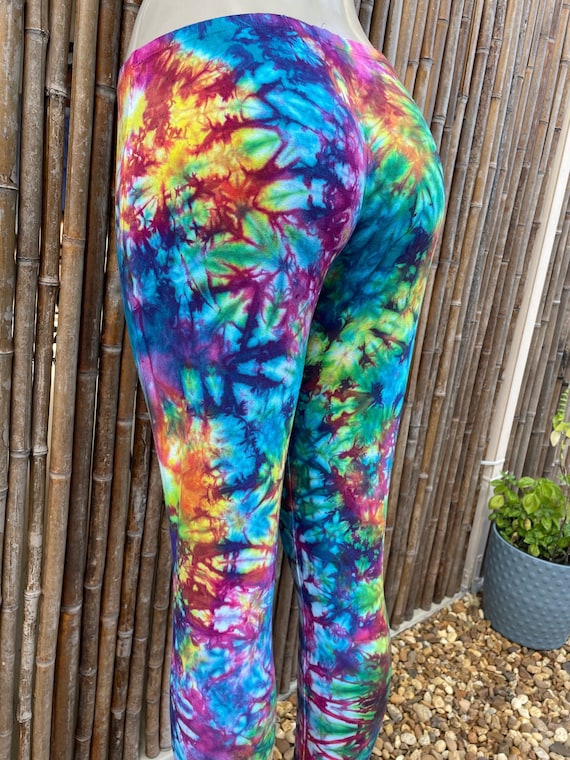 Sunny Summer Color Combo Tiedyed Cotton Spandex Leggings Hand Dyed