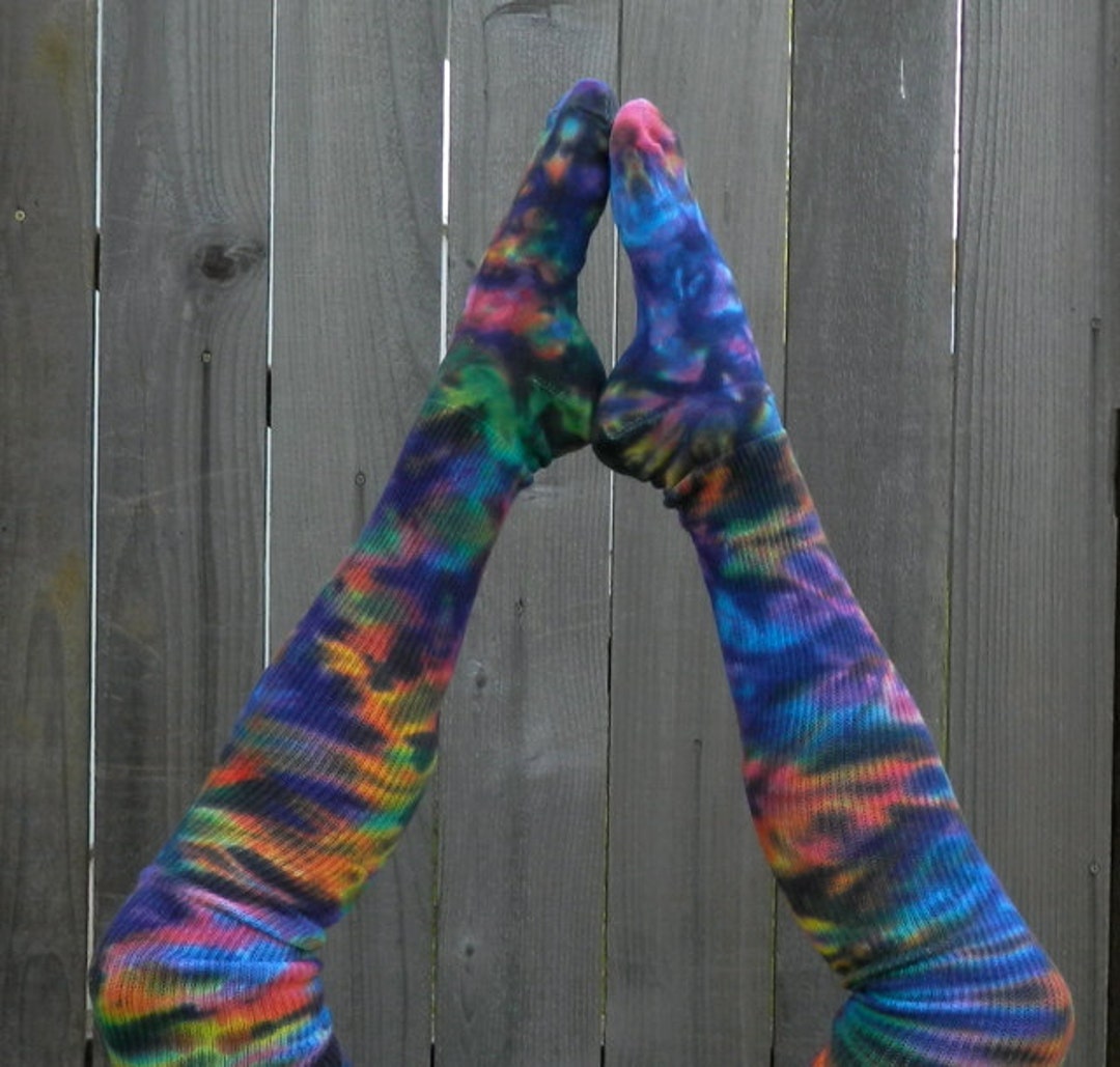 Electric Rainbow Tie-dyed Thigh High Leg Warmers - Etsy