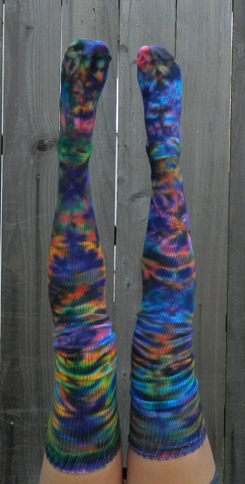 Electric Rainbow Tie-dyed Thigh High Leg Warmers - Etsy