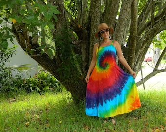 rainbow hippie dress