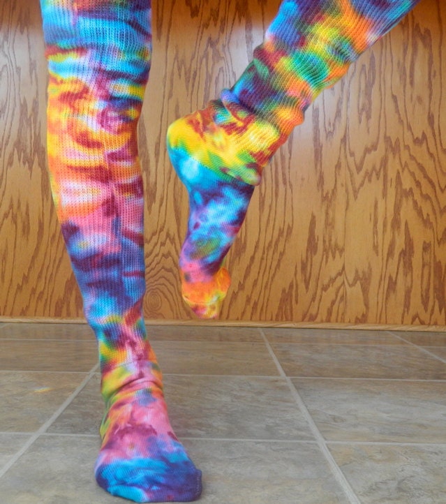New SUNNY SUMMER Cotton Thigh High Tiedyed Socks - Etsy