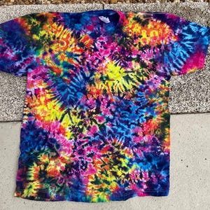 Galactic Electric T-shirt en coton teint sur nœuds pour adulte arc-en-ciel, 2 choix de tissu