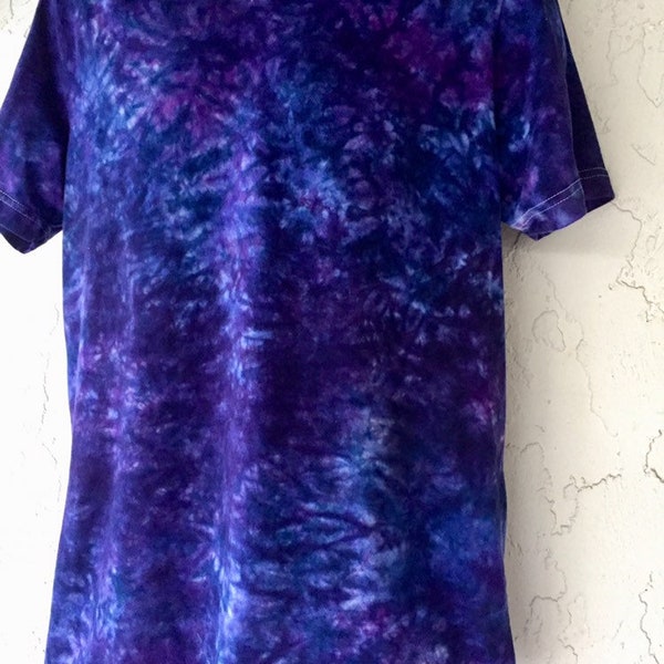 I Love Purple Galactic VNeck Hand Dyed Tiedye Super Soft Combed Cotton Unisex T-shirt