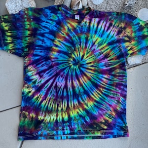 Tiedyed Swirling Deep Electric Rainbow Eco Cotton Tee