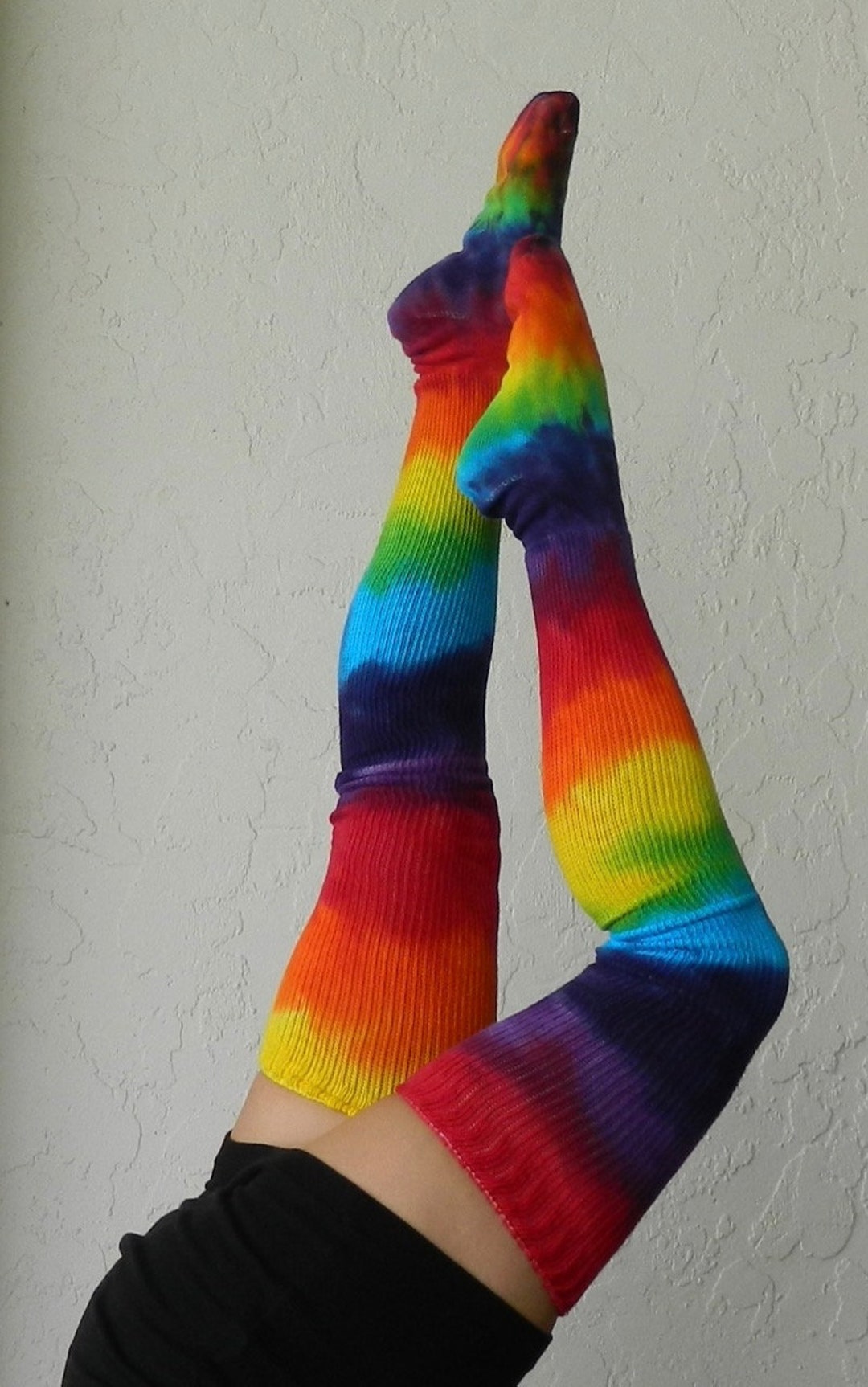 Fun Striped Classic Rainbow Hand Dyed Tie Dyed Leg Warmer Made in the ...