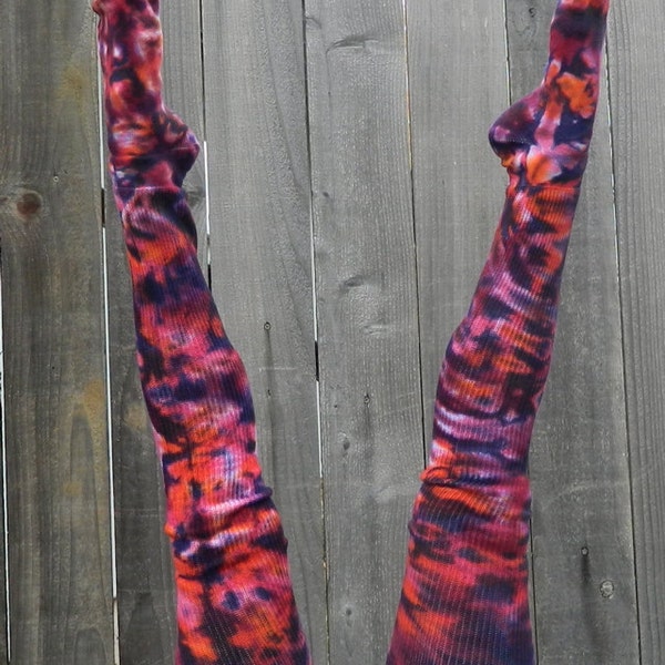 I Love Pink Tie-dyed Thigh High Leg Warmer Socks