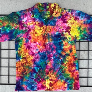 New Style! Tiedyed Sunny Summer Pima Cotton Short Sleeved Button Down Mens Shirt