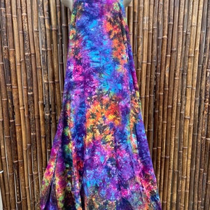 Deep Electric Rainbow Long Flow Hand Dyed Tiedyed Festival Womens Dress