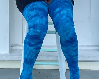 Glacier Ice Blue Water Thigh High Long Socks Leg Warmers