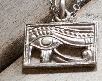 Eye of Horus Necklace - Sirius Lux - Art Deco Ancient Egyptian Revival- Sterling Silver Pendant