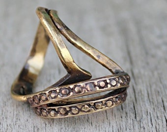 Geometric V Diamond Ring -Sirius Lux - Art Deco Style - Brass Silver or Gold