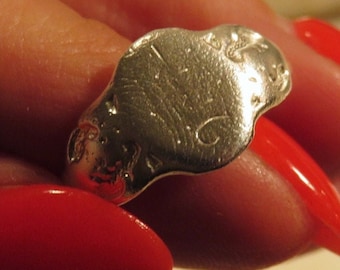 Art Deco Signet Ring: Vintage Worn Monogram, Brass Silver or Gold