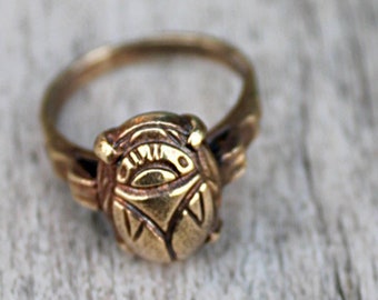 Sirius Lux - Scarab Jewelry - Art Deco Ancient Egypt Revival Scarab Ring - Good Luck Talisman - Brass - LIMITED SIZES