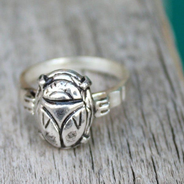 Skarabäus Ring - Art Deco Altägyptisch Revival Skarabäus Käfer Ring - Sirius Lux - Sterling Silber