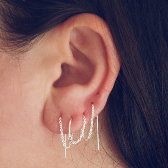 Ear Thread Chain Threader Earring - Sirius Lux - Sterling