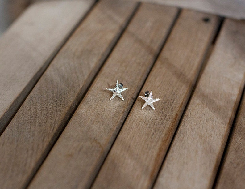 Baby Starfish Earring Studs Sirius Lux Beach Bridal Beach Wedding Nautical Mermaid Star Love Dainty Silver Earring image 3