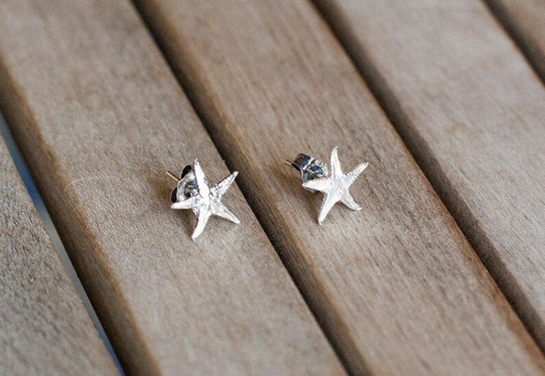 Baby Starfish Earring Studs Sirius Lux Beach Bridal Beach Wedding Nautical Mermaid Star Love Dainty Silver Earring image 1