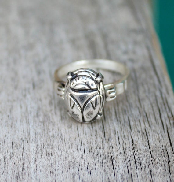 Scarab Ring Art Deco Ancient Egyptian Revival Scarab Beetle Ring