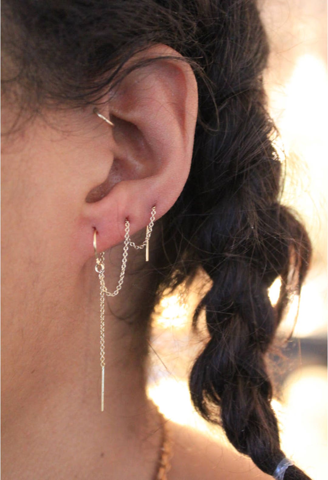 Ear Thread Chain Threader Earring - Sirius Lux - Sterling