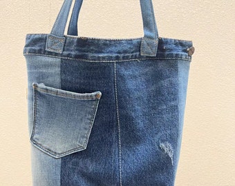 Bolso de mano de mezclilla de moda, bolso de jeans reciclado hecho a mano con estilo