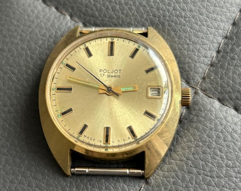 Vintage Poljot 17 Jewels USSR Mechanical Watch, Gold Plated Case AU 10