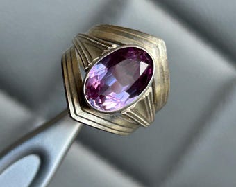 Vintage Ring made of Pure Silver 875,a Pink Stone. USSR.