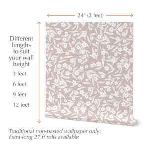 Soft Floral Wallpaper – Dusty Pink Girly Wallpaper | Peel and Stick Nursery Wallpaper – Gentle Delicate Ditsy Flowers – Boho Wildflowers image 6