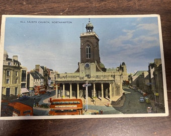 60’s England postcard All Saints Church, Northampton