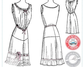 E-Pattern-  1910s Combination Underwear- Bust 36" - Drawers Edwardian Wearing History PDF 1900 Vintage Historical Costume Sewing Pattern