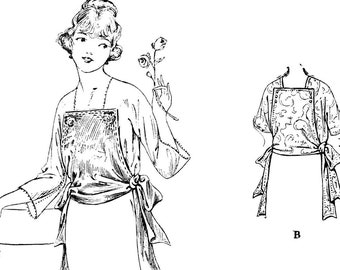 E-Pattern- Circa 1920 Ladies Blouse- Size 34" Bust- Wearing History 1910s 1920s PDF Sewing Pattern