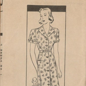 Vintage Late 30s Button Up Dress- Sports or Kitchen- Pattern- Size 16- Bust 34- Mail Order 9616