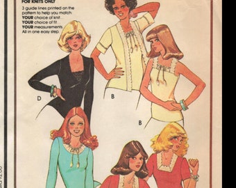 Vintage 1970s Knit Cardigan and Tops Sewing Pattern- Size 14- Bust 36- McCalls 5283- Sewing Pattern 70s