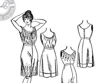 PRINTED PATTERN- Circa 1914 Combination Underwear Multisize Pattern-Corset Cover and Drawers and Petticoat - Wearing History  1910