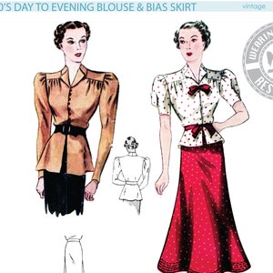 PRINTED PATTERN-1930s Day or Evening Blouse & Bias Skirt Pattern- Wearing HistorySewing Pattern