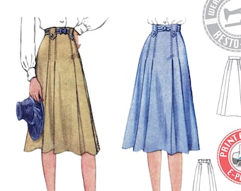 E-PATTERN- Montana- Early 1940s Skirt Pattern ONLY- Waist 26-36"- Wearing History PDF Download 1940s 40s