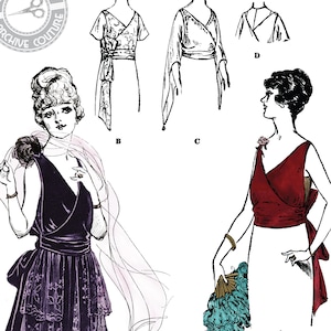 PRINTED PATTERN-  Gloria- Circa 1919 Evening Bodice- Bust 34- 1910s 1920s Wearing History