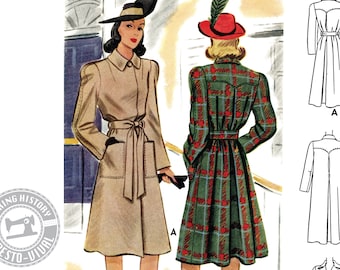PRINTED PATTERN- 1940s "Casablanca" Trench Coat Pattern- Sizes 30-46" Bust Wearing History