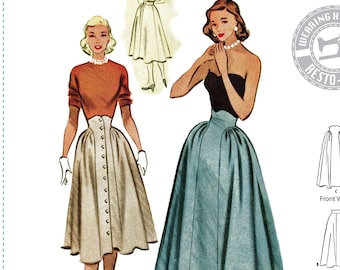 PRINTED PATTERN- 1950s &quot;Leslie&quot; Skirt Pattern- Sizes 24-40&quot; Waist Wearing History Sewing Pattern 50s Cottage Style