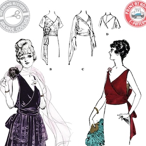 E-Pattern-  Gloria- Circa 1919 Evening Bodice- Bust 34- 1910s 1920s Wearing History PDF Download Pattern
