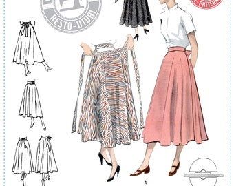 E-PATTERN- Early 1950's Merry-Go-Round Circle Skirt- Waist Sizes 24"-46" Wearing History PDF Download Pattern