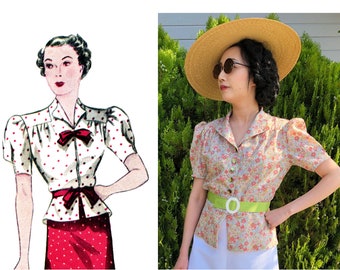 E-Pattern-1930s Day or Evening Blouse Pattern- Wearing History PDF Sewing Pattern