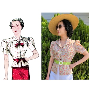 E-Pattern-1930s Day or Evening Blouse Pattern- Wearing History PDF Sewing Pattern