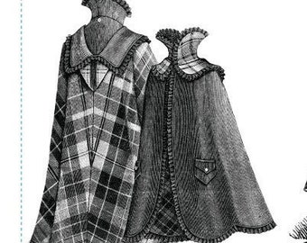PRINTED PATTERN- Victorian 1890s 1899 Ponderosa Cape Pattern- Reversible with Hood and Pockets- Wearing History Victorian PDF Sewing Pattern