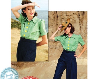 E-Pattern- Smooth Sailing 1930s Sport Togs- Blouse & Trousers Pattern- MISSES SIZE- Wearing History PDF