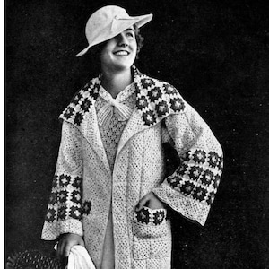 1930s Granny Square Sports Coat- PDF Crochet E-Pattern Download