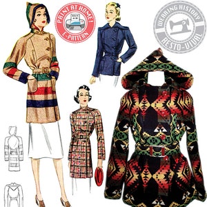 E-Pattern 1930s Blanket Coat Pattern- Wearing History PDF Vintage Sewing Pattern